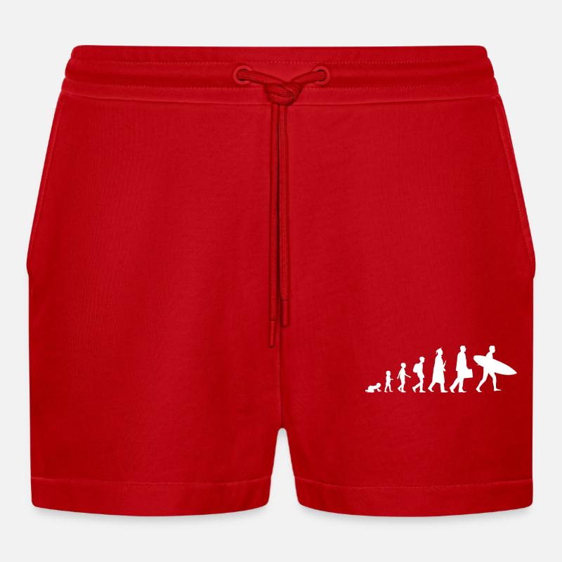 Evolution eines Surfers - Organic Relaxed Cropped Shorts Made in EU - Rot