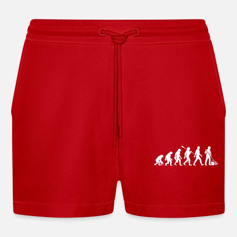 Evolution - Gärtner - Garten - Gartenarbeit - Organic Relaxed Cropped Shorts Made in EU - Rot