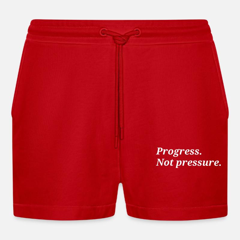 Progrès. Pas de pression. - Short bio décontracté court fabriqué en UE - rouge