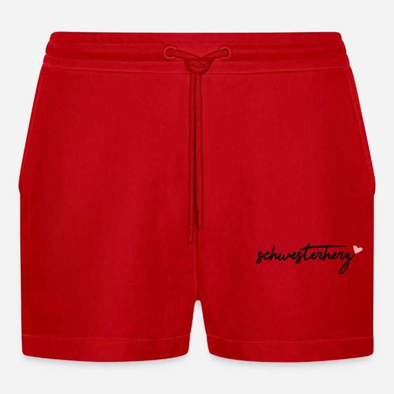 schwesterherz - Organic Relaxed Cropped Shorts Made in EU - Rot