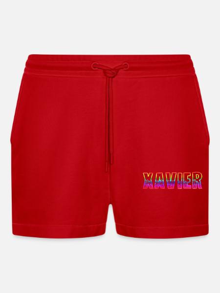 xavier rs regenbogen - Organic Relaxed Cropped Shorts Made in EU - Rot