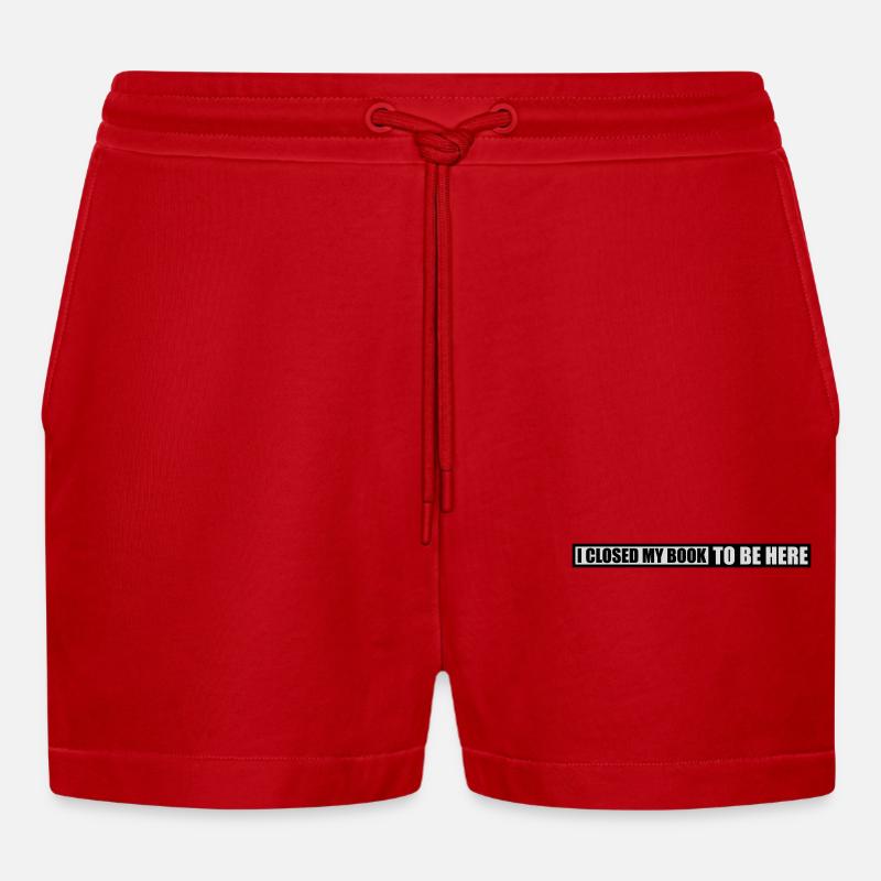 I closed my book - Organic Relaxed Cropped Shorts Made in EU - red