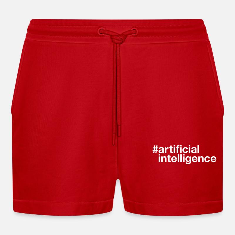 ARTIFICIAL intelligence künstliche Intelligenz - Organic Relaxed Cropped Shorts Made in EU - red