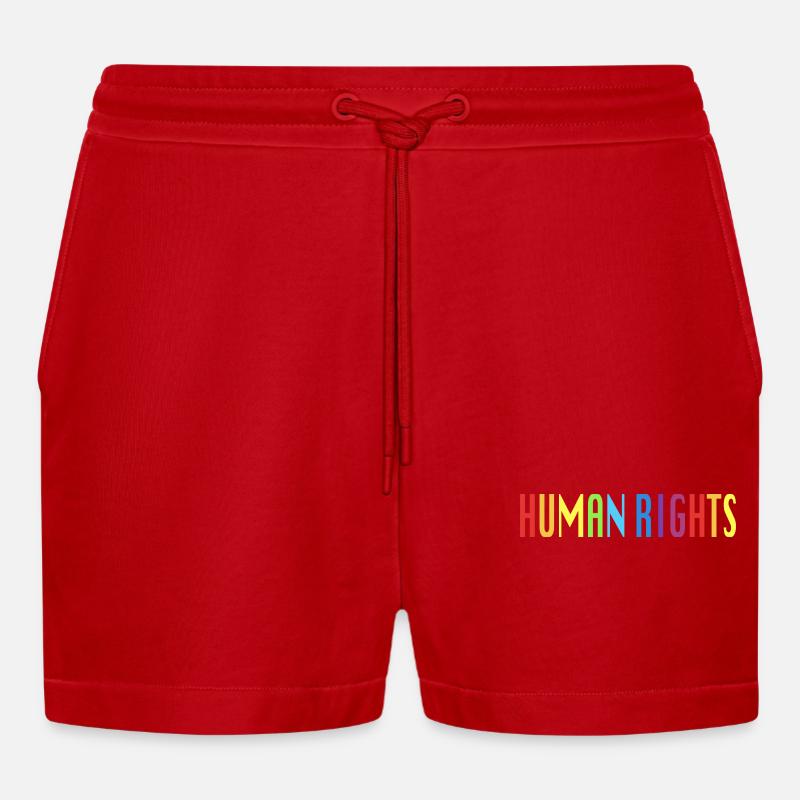 Menschenrechte Spruch Geschenk - Organic Relaxed Cropped Shorts Made in EU - Rot
