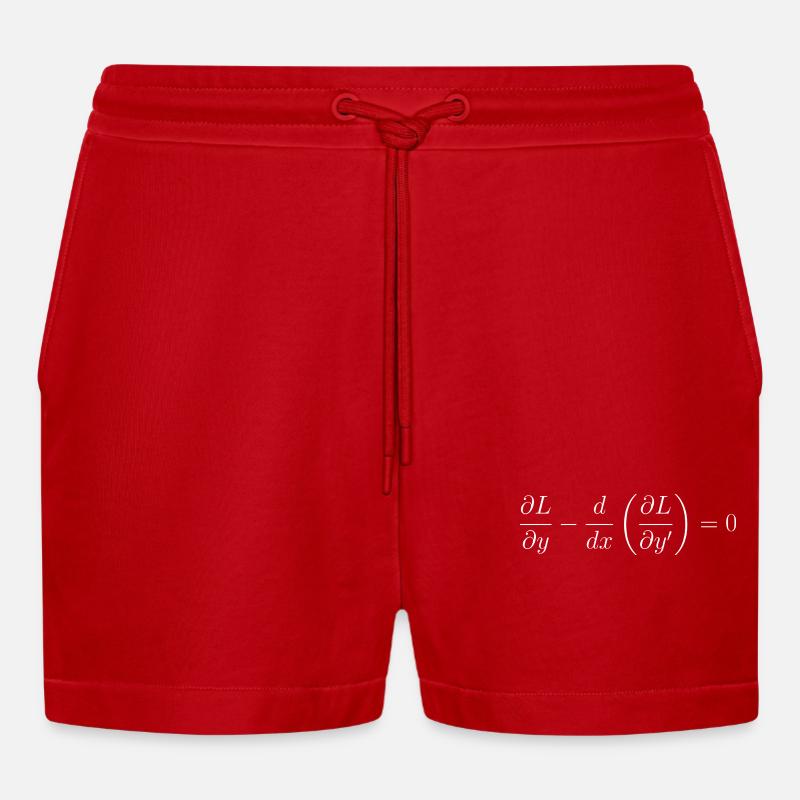 Euler-Lagrange equation fundamental notion physics - Organic Relaxed Cropped Shorts Made in EU - red