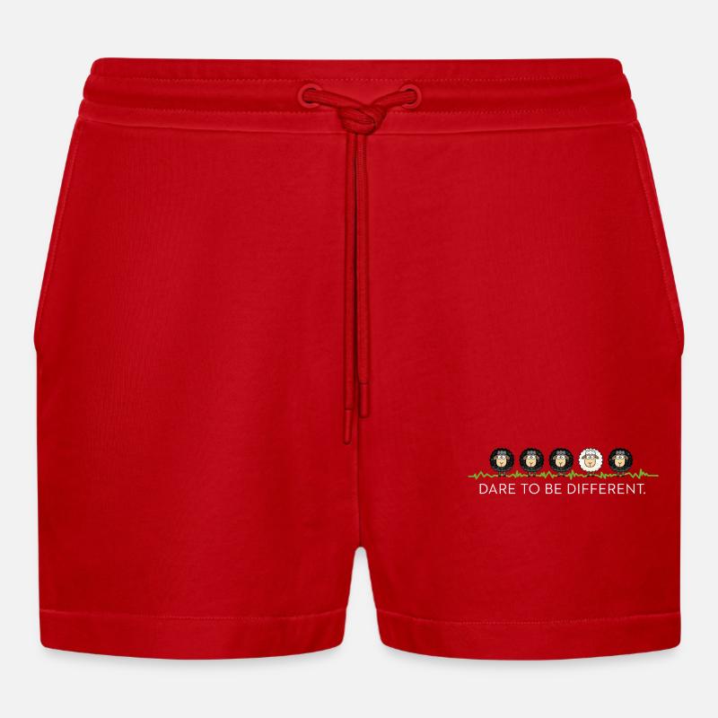 Be Different – Black Sheep - Organic Relaxed Cropped Shorts Made in EU - red