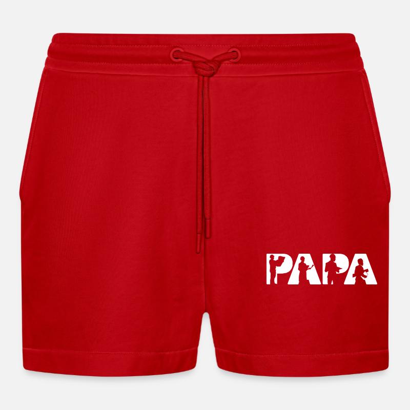 Architect Papa Engineering Construction Design - Organic Relaxed Cropped Shorts Made in EU - red