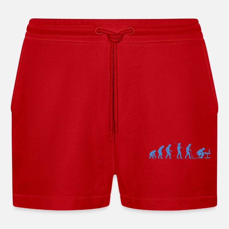 Programmierer Evolution Informatiker Entwickler - Organic Relaxed Cropped Shorts Made in EU - Rot