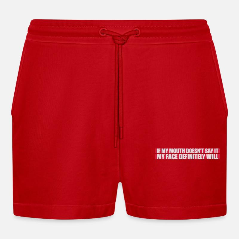 my face definitely will - Organic Relaxed Cropped Shorts Made in EU - Rot