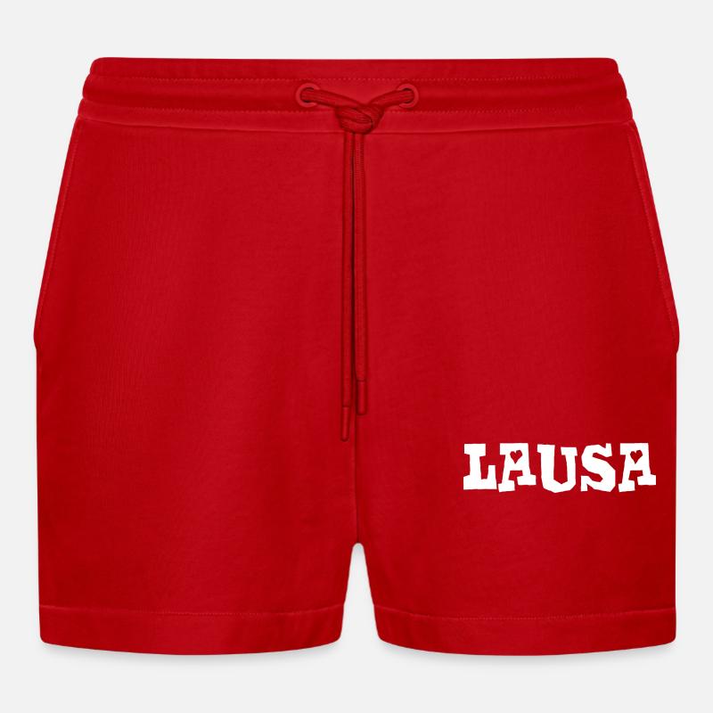 Lausa - Lauser - frech, Austrian dialect - Organic Relaxed Cropped Shorts Made in EU - red