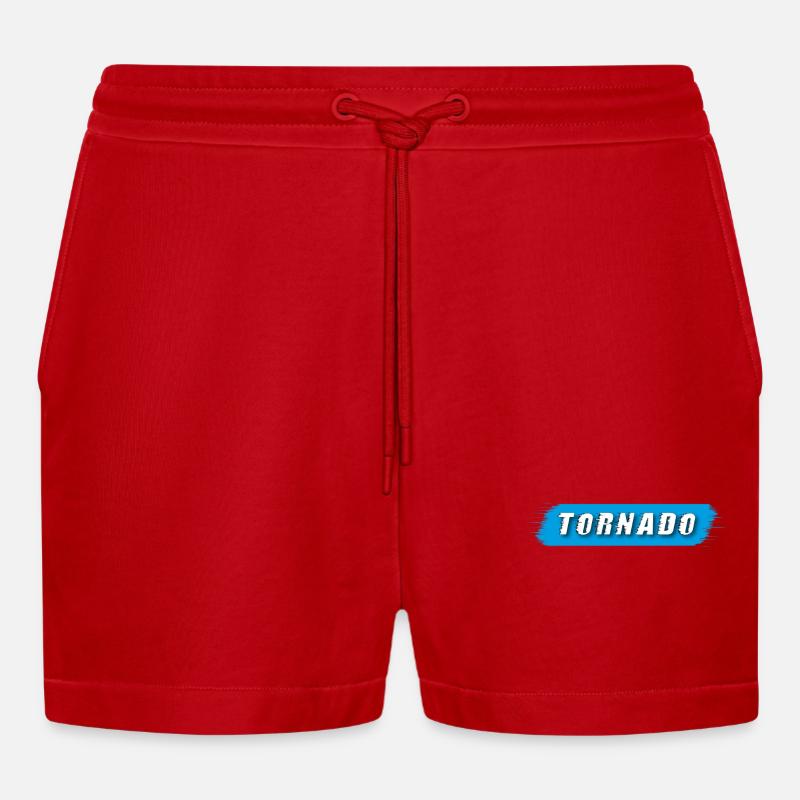 Tornado | Storm - Organic Relaxed Cropped Shorts Made in EU - red