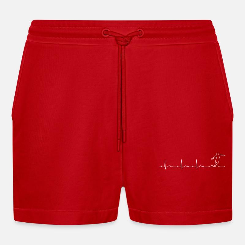 Pulse Runner Jumping Silhouette - Organic Relaxed Cropped Shorts Made in EU - red