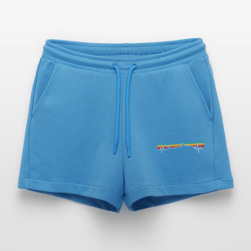 Retro Sunset Wolf Pulse Organic Relaxed Cropped Shorts Made in EU