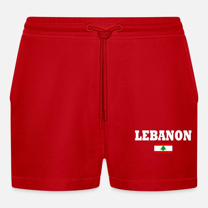 Libanon - Organic Relaxed Cropped Shorts Made in EU - Rot