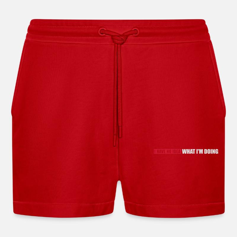 I Have No Idea - Organic Relaxed Cropped Shorts Made in EU - red