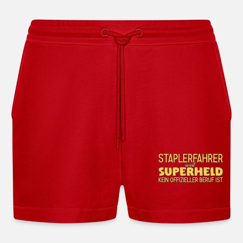 Staplerfahrer Superheld Gabelstaplerfahrer - Organic Relaxed Cropped Shorts Made in EU - Rot