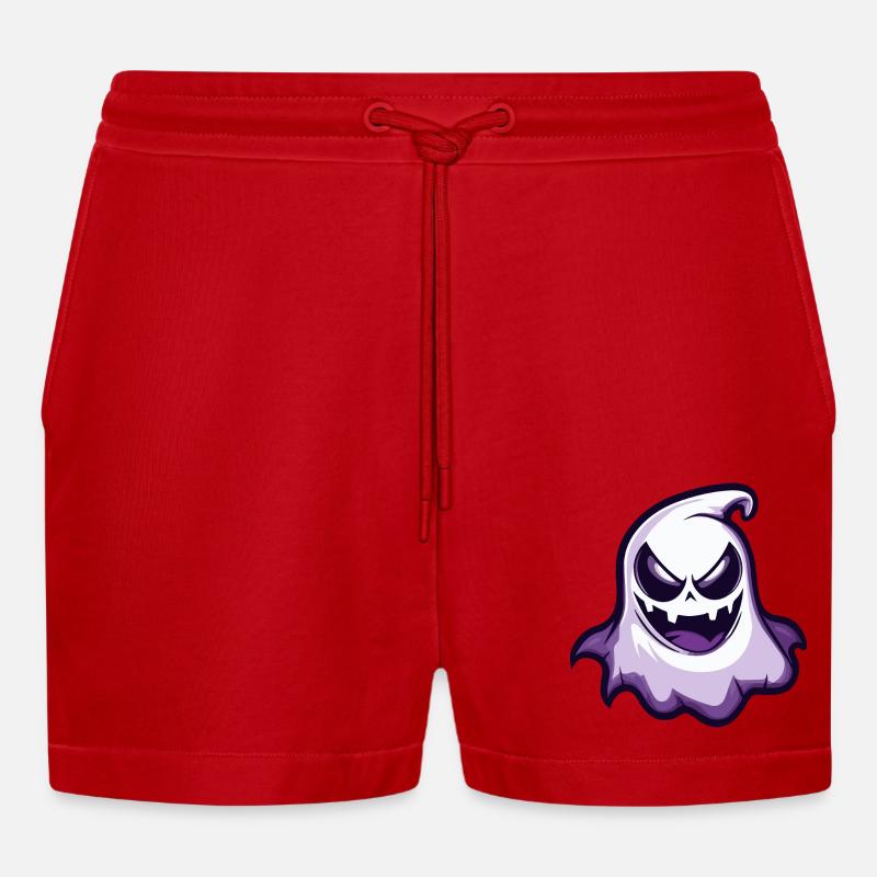 Geist Comic Halloween - Organic Relaxed Cropped Shorts Made in EU - Rot