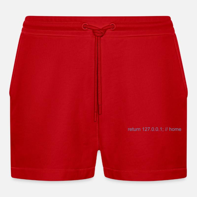 Programmierer Nerd IT Witz Developer Zuhause - Organic Relaxed Cropped Shorts Made in EU - Rot
