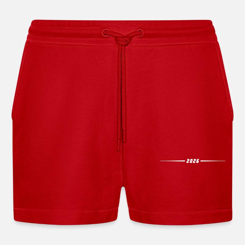 2026 Jahr Element - Organic Relaxed Cropped Shorts Made in EU - Rot