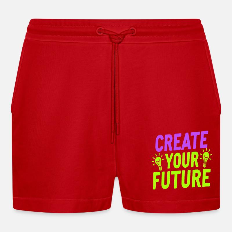 Create Your Future Glühbirne - Organic Relaxed Cropped Shorts Made in EU - Rot