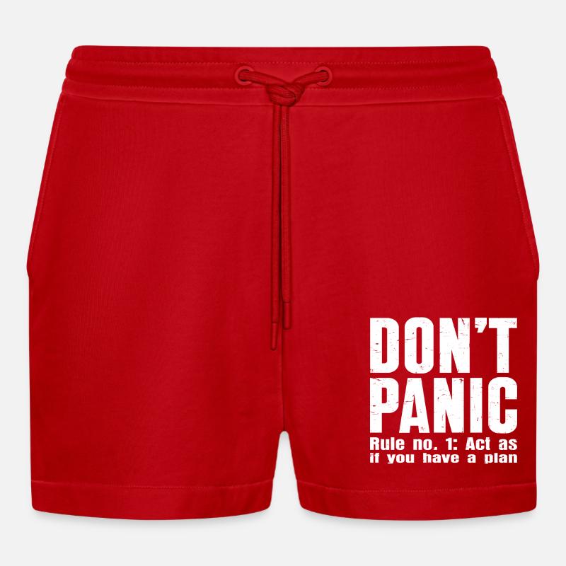 Keine Panik – Vertraulichkeitsmodus: EIN - Organic Relaxed Cropped Shorts Made in EU - Rot