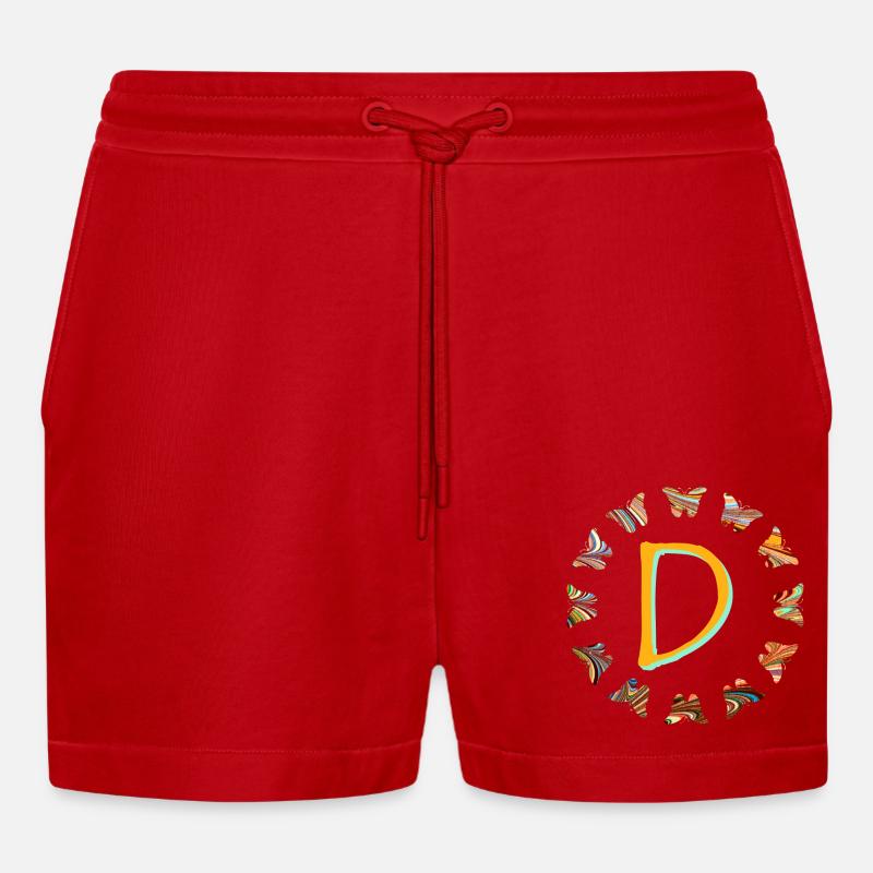 schmetterlinge e 56 d - Organic Relaxed Cropped Shorts Made in EU - Rot