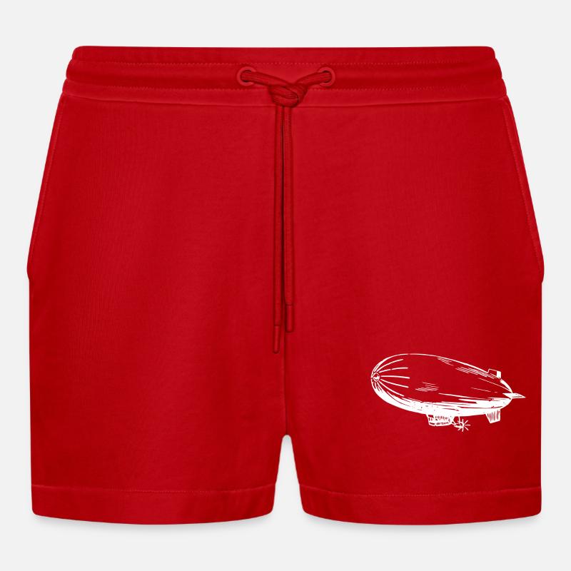 Silhouette d’un dirigeable – Stylé - Short bio décontracté court fabriqué en UE - rouge