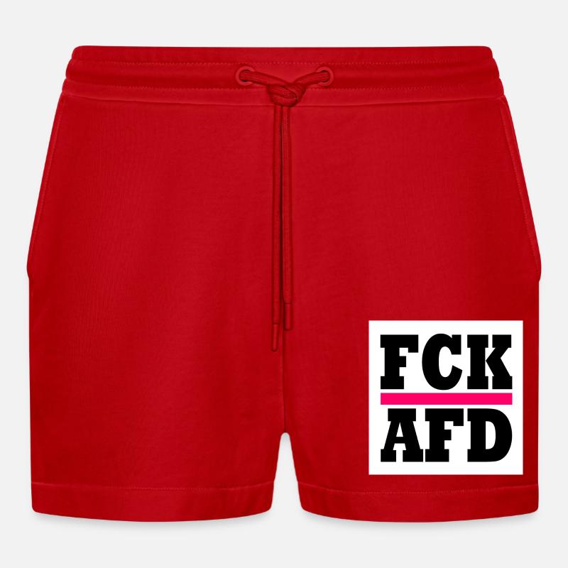 Fck afd - Organic Relaxed Cropped Shorts Made in EU - Rot