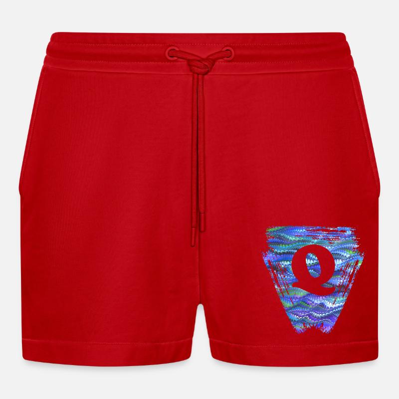 Triangle E 103 Q - Organic Relaxed Cropped Shorts Made in EU - red