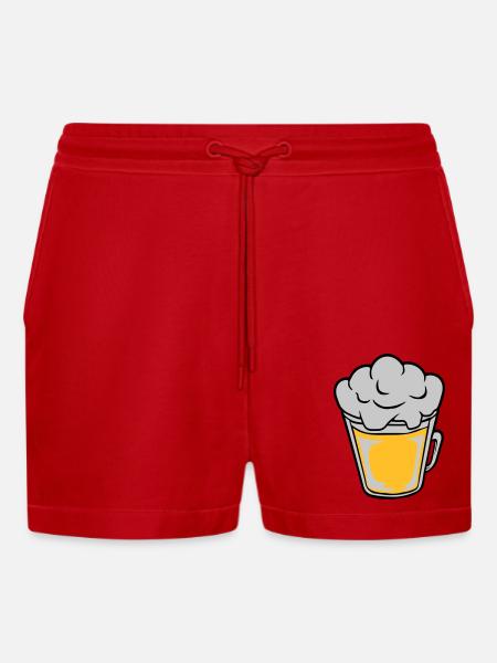Comic beer from above - Organic Relaxed Cropped Shorts Made in EU - red