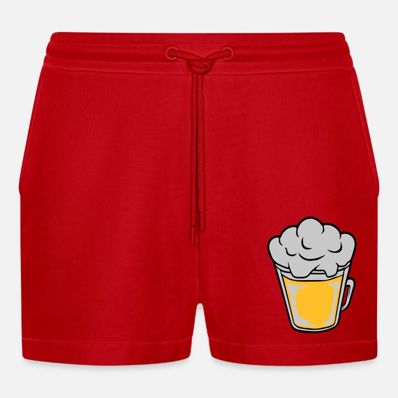 Comic Bier von oben - Organic Relaxed Cropped Shorts Made in EU - Rot