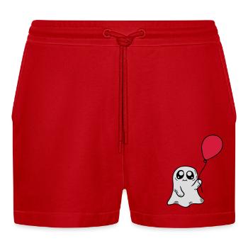 Sweet spirit holds balloon - Organic Relaxed Cropped Shorts Made in EU - red - Front