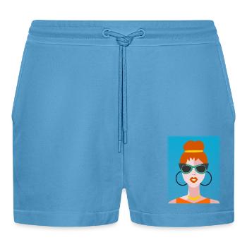 EHEFRAU. TOCHTER. JUGENDLICHER. FRAUENTAG - Organic Relaxed Cropped Shorts Made in EU -  Sol Blue - Vorne