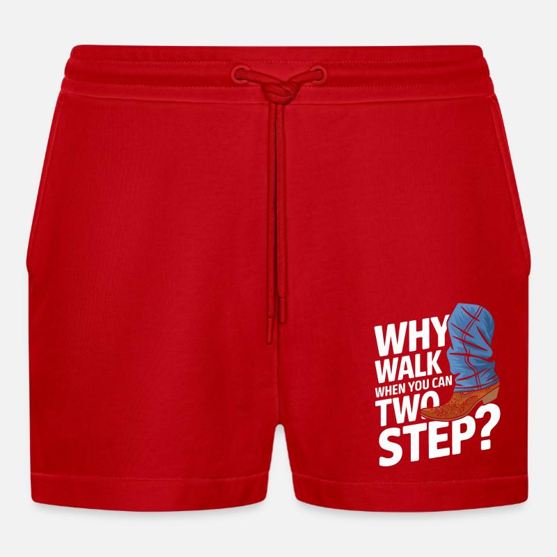 Line Dancing Dancing Dancers - Organic Relaxed Cropped Shorts Made in EU - red