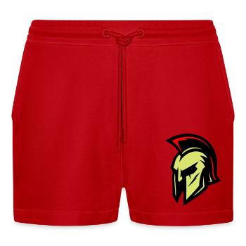 Gladiator Helm Sparta - Organic Relaxed Cropped Shorts Made in EU - Rot - Vorne