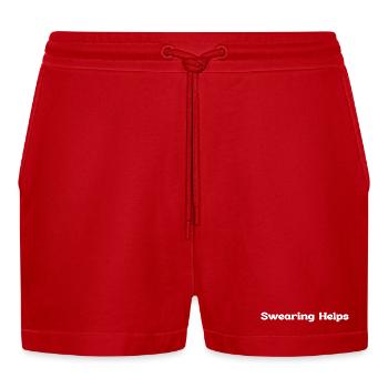 Sarcastic Swearing Helps - Organic Relaxed Cropped Shorts Made in EU - red - Front