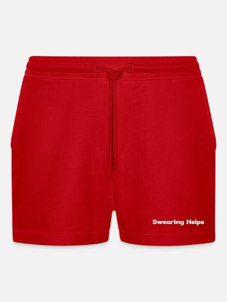 Sarcastic Swearing Helps - Organic Relaxed Cropped Shorts Made in EU - red