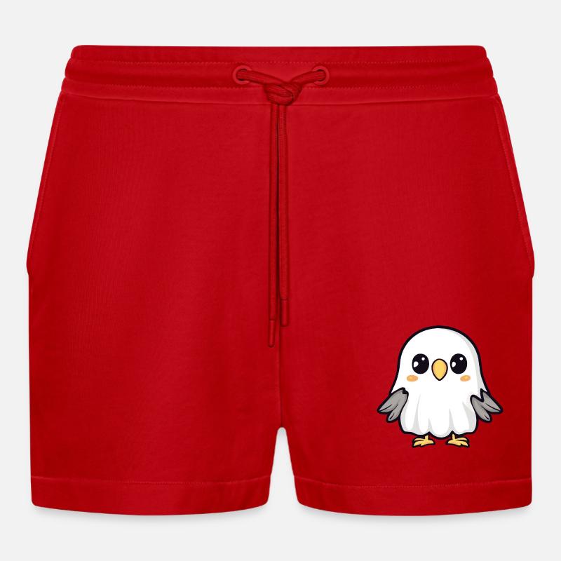 Adler Halloween Comic Geist - Organic Relaxed Cropped Shorts Made in EU - Rot