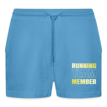 Running Team - Organic Relaxed Cropped Shorts Made in EU -  Sol Blue - Front