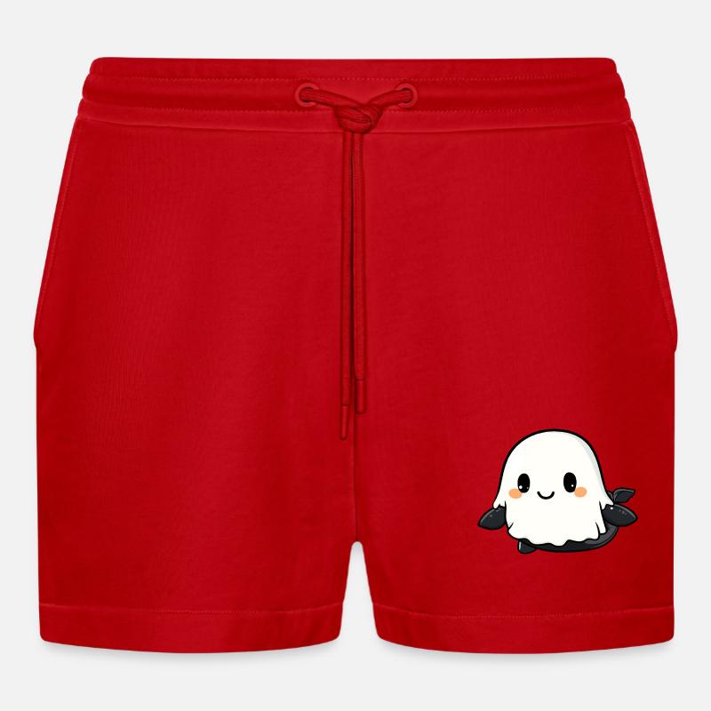 Wal Halloween Comic Geist - Organic Relaxed Cropped Shorts Made in EU - Rot