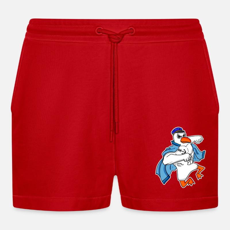 Seagull Captain Faust - Organic Relaxed Cropped Shorts Made in EU - red