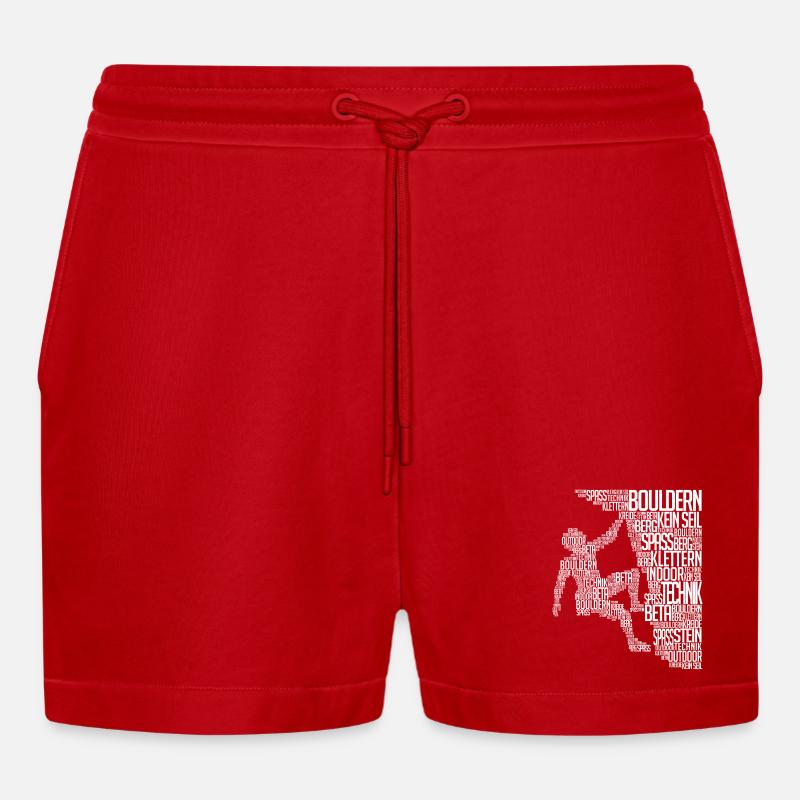 Alpiniste Boulder Escalader Paroi rocheuse - Short bio décontracté court fabriqué en UE - rouge