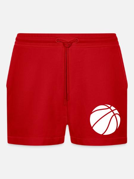 Basketball logo white - Organic Relaxed Cropped Shorts Made in EU - red