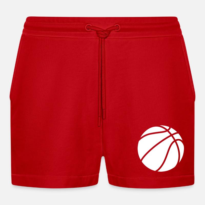 Basketball Logo weiß - Organic Relaxed Cropped Shorts Made in EU - Rot