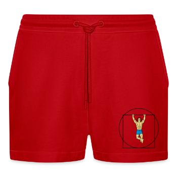 Der vitruvianische Mann in Stärke (Farbe) - Organic Relaxed Cropped Shorts Made in EU - Rot - Vorne