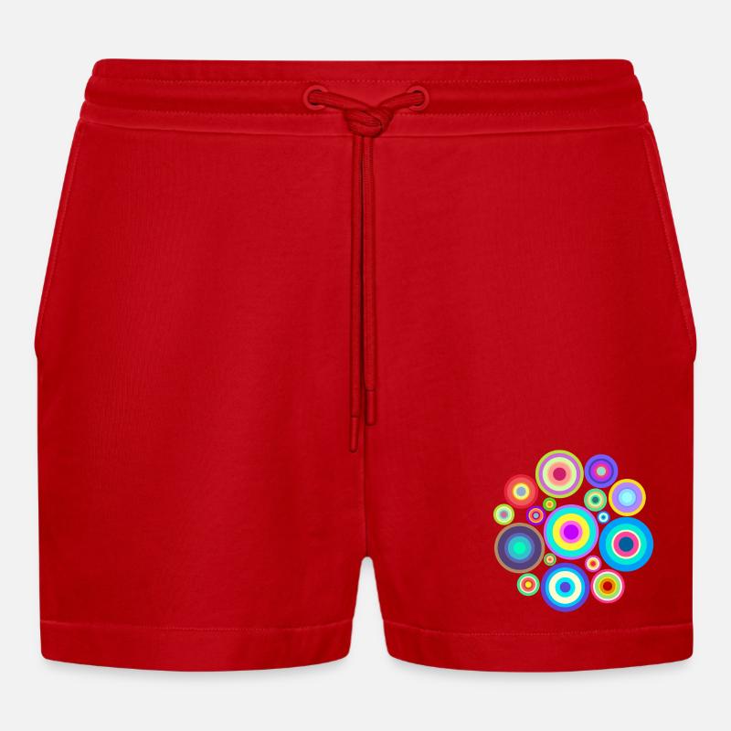 Painting Drawing Creative Abstract Art Patterns - Organic Relaxed Cropped Shorts Made in EU - red