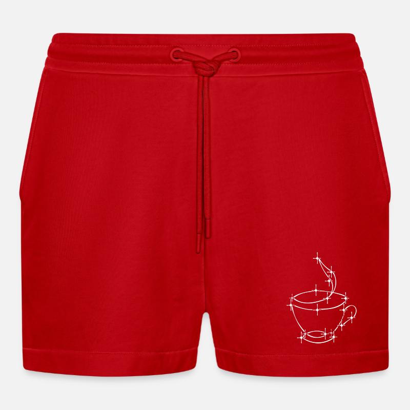 Koffein Kaffeetasse Kaffeeliebhaber Kaffeetrinker - Organic Relaxed Cropped Shorts Made in EU - Rot