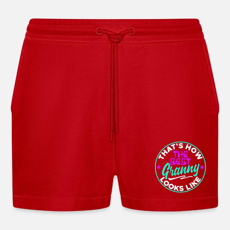 Cool Statement Beste Oma Enkelkind Großmutter - Organic Relaxed Cropped Shorts Made in EU - Rot