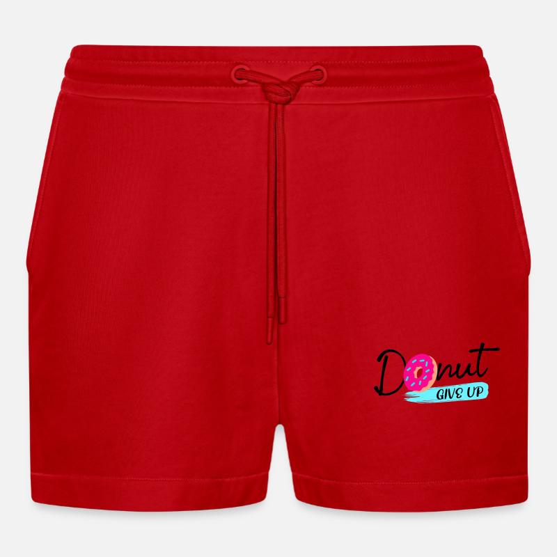 Donut Süßigkeiten Statement Naschen Lecker - Organic Relaxed Cropped Shorts Made in EU - Rot