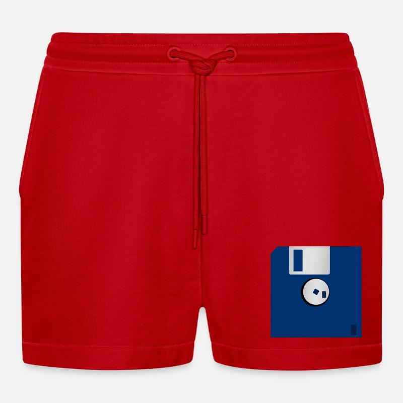 Diskette - Organic Relaxed Cropped Shorts Made in EU - Rot